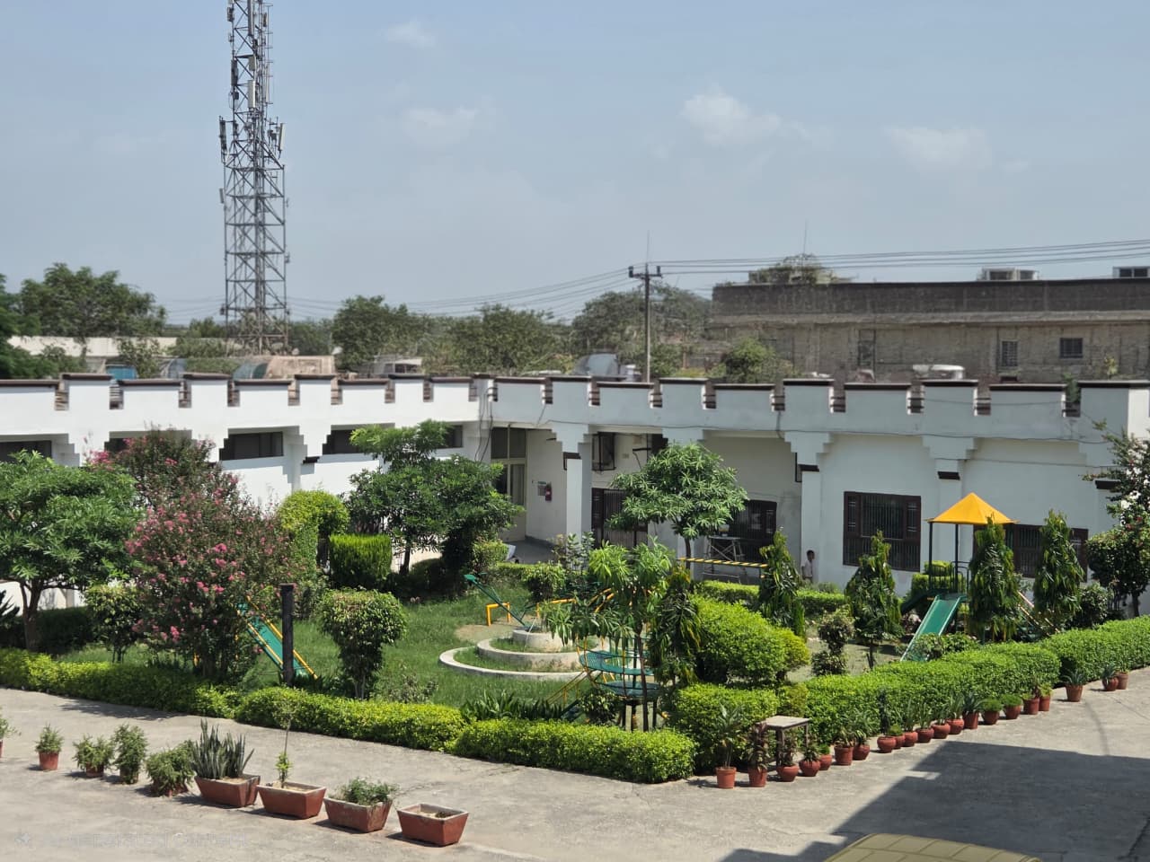 Landscaped campus courtyard