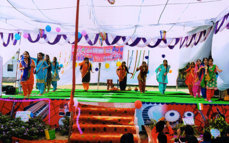 Students taking part in a school dance performance